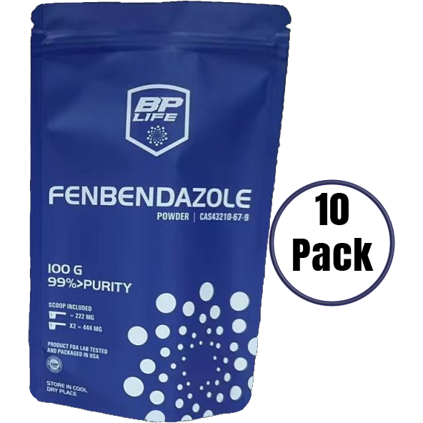 1 KG (1000G) Fenbendazole Powder. Wholesale priced 10 pack of our popular 100G Fenbendazole powder