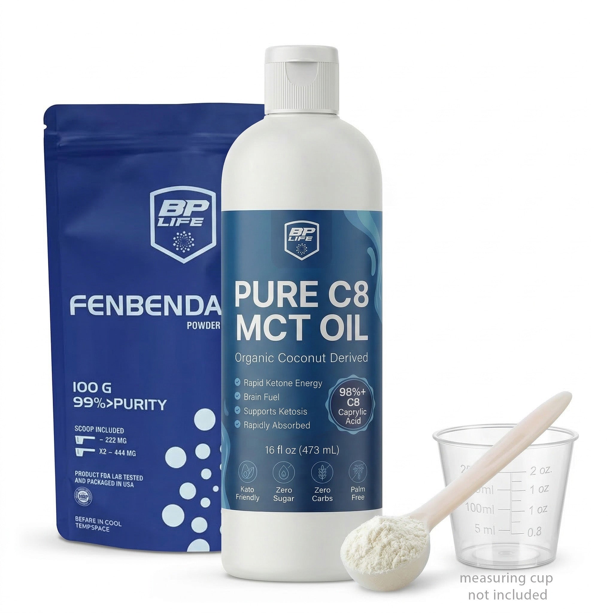 100G Fenbendazole Powder + MCT C8 Oil (16oz)